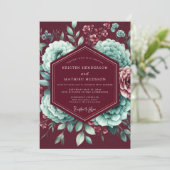 Invitation Burgundy Bloom Enchantment Wedding (Debout devant)