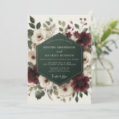 Invitation Burgundy Bloom Ethereal Wedding (Debout devant)