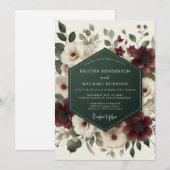 Invitation Burgundy Bloom Ethereal Wedding (Devant / Derrière)