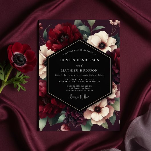 Invitation Burgundy Bloom Luxe Wedding