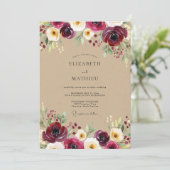 Invitation Burgundy Bloom Meadow Wedding (Debout devant)