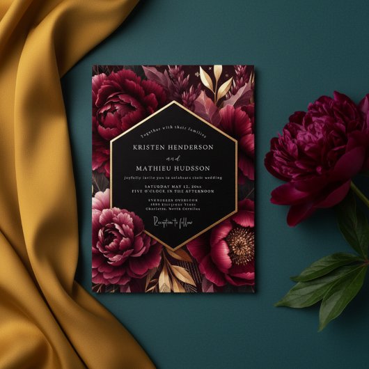 Invitation Burgundy Bloom Opulence Wedding