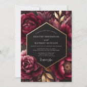 Invitation Burgundy Bloom Opulence Wedding (Devant)
