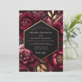 Invitation Burgundy Bloom Opulence Wedding (Debout devant)