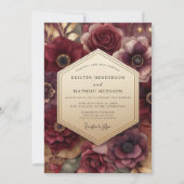 Invitation Burgundy Bloom Romantic Wedding (Devant)