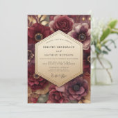 Invitation Burgundy Bloom Romantic Wedding (Debout devant)