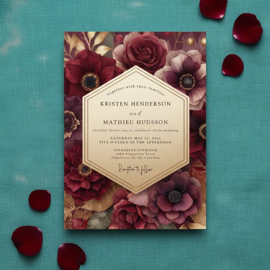 Invitation Burgundy Bloom Romantic Wedding