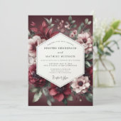 Invitation Burgundy Bloom Wedding (Debout devant)