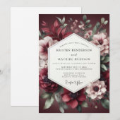 Invitation Burgundy Bloom Wedding (Devant / Derrière)