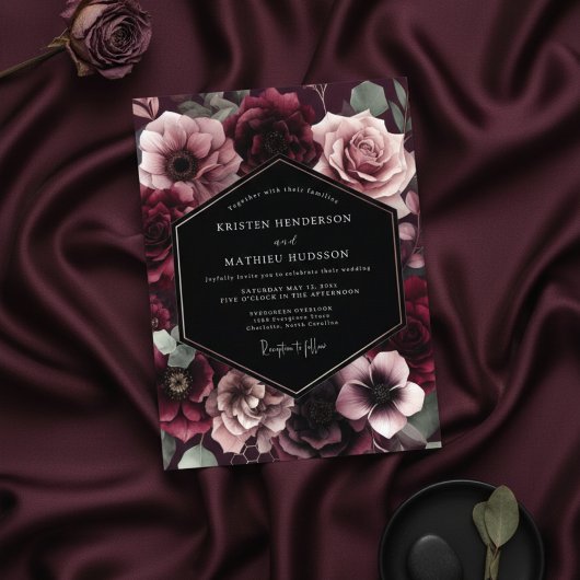 Invitation Burgundy Bloom Wedding