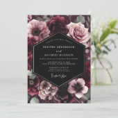 Invitation Burgundy Bloom Wedding (Debout devant)