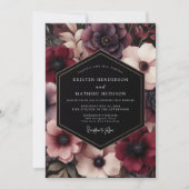 Invitation Burgundy Bloom Whimsical Wedding (Devant)