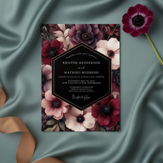 Invitation Burgundy Bloom Whimsical Wedding