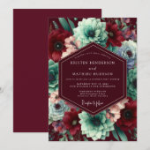 Invitation Burgundy Bloom Whimsy Wedding (Devant / Derrière)