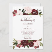 Invitation Burgundy Blush Aquarelle Mariage de automne Floral (Devant)