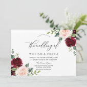 Invitation Burgundy Blush Aquarelle Mariage Floral (Debout devant)