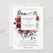 Invitation Burgundy Blush Aquarelle Mariage Floral (Devant)