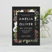 Invitation Burgundy Blush Black Floral Mariage botanique (Debout devant)