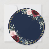 Invitation Burgundy Blush Blue Floral Mariage (Dos)