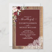 Invitation Burgundy Blush Botanical Script Mariage photo (Devant)