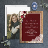Invitation Burgundy Blush Botanical Script Mariage photo