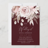 Invitation Burgundy & Blush Designer Dusty Rose Wedding (Devant)