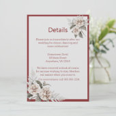 Invitation Burgundy, Blush et White Roses Détails du Mariage (Debout devant)