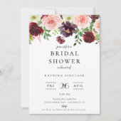 Invitation Burgundy Blush Fall Fête des mariées florale (Devant)