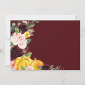 Invitation Burgundy Blush Fall Floral Citrouille Baby shower (Dos)