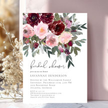 Burgundy Blush Fleurs Aquarelle Baby Shower de Mar