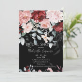 Invitation Burgundy Blush Floral Black Fête des mariées (Debout devant)