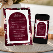 Invitation Burgundy Blush Floral Blanc dentelle musulmane Mar