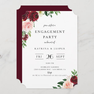 Invitation Burgundy Blush Floral Engagement Party