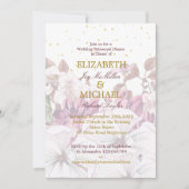 Invitation Burgundy Blush Floral Gold Élégant Mariage chic (Devant)