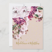 Invitation Burgundy Blush Floral Gold Élégant Mariage chic (Dos)