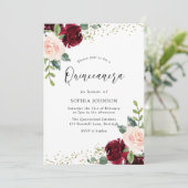 Invitation Burgundy Blush Floral Gold Parties scintillant Qui (Debout devant)