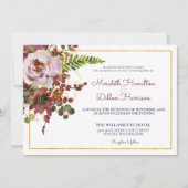 Invitation Burgundy Blush Floral Gold Photo Mariage moderne (Devant)