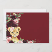 Invitation Burgundy Blush Floral Lion Cub Baby shower     (Dos)