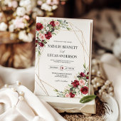 Invitation Burgundy Blush Floral or Mariage géométrique