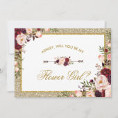 Invitation Burgundy Blush Floral Parties scintillant Fleur fi (Devant)