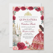 Invitation Burgundy Blush Floral Quinceanera Invitatiatiatiat (Devant)