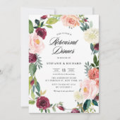 Invitation Burgundy Blush Floral Wreath Dîner de répétition d (Devant)