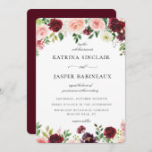 Invitation Burgundy Blush FlorMariage (Devant / Derrière)