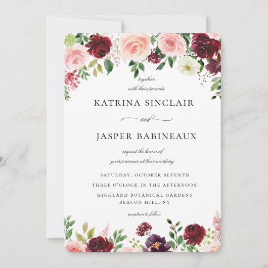 Invitation Burgundy Blush FlorMariage (Devant)