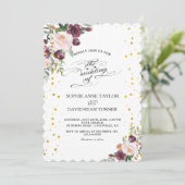 Invitation Burgundy Blush Ivory Floral Maroon Gold Mariage (Debout devant)