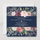 Invitation Burgundy Blush Ivory Floral Navy Mariage bleu (Devant)