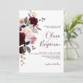 Invitation Burgundy Blush Marsala Élégant Mariage floral (Debout devant)