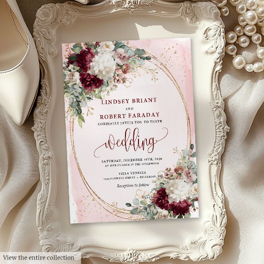 Invitation Burgundy Blush Modèle élégant