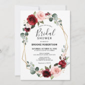 Invitation Burgundy Blush Moderne Fête des mariées géométriqu (Devant)