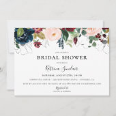 Invitation Burgundy Blush Navy Automne Fête des mariées flora (Devant)